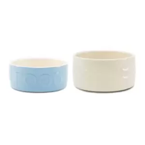 image of Scruffs 2pc Bowl Set Blue / Cream - 19/20cm