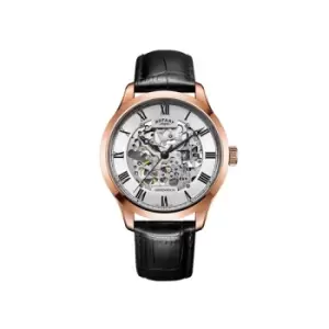 image of Rotary GS02942/01 Greenwich Skeleton Automatic Black Strap Watch - W1215