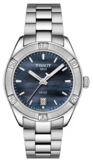 image of Tissot Womens PR 100 Sport Chic 36mm Stainless Steel Blue Watch