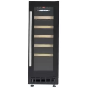 Image of Cookology 30cm Black Glass Wine Cooler 20 Bottle Undercounter Wine Fridge