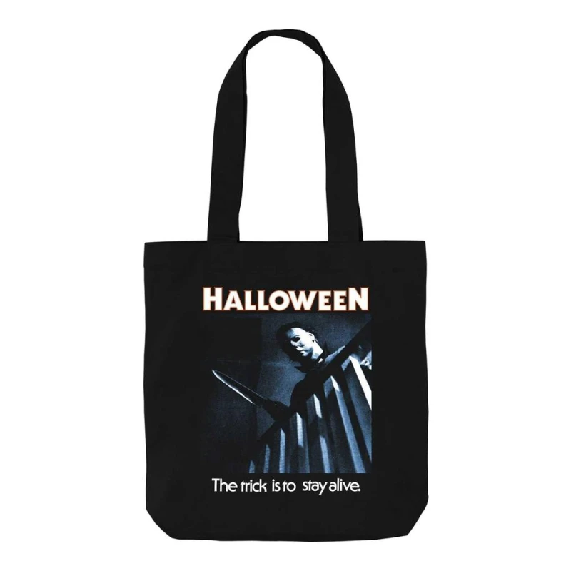 Image of Halloween Womens Trick To Stay Alive Graphic Tote Bag in Black Female One Size