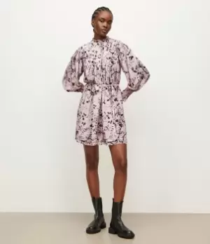 Image of AllSaints Womens Kelli Waktu Mini Dress, Pink, Size: 12