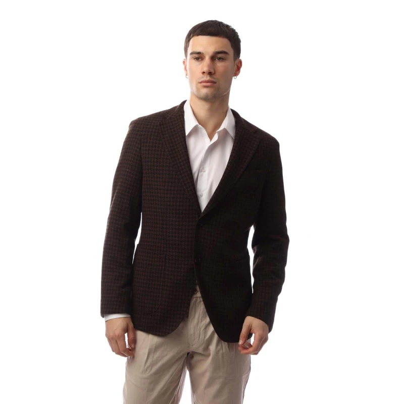 Image of Boss Mens Heston Structured Shoulders Tailored Fit Single-Breasted Formal Jacket Brown male 38 (48)