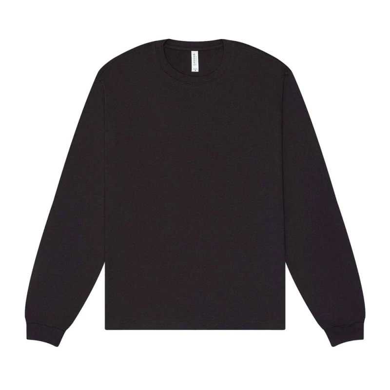 Image of Bella + Canvas Mens Heavyweight Boxy Long-Sleeved T-Shirt in Dark Grey Size: XS Dark Grey Male XS