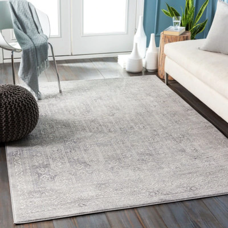 Image of Livabliss Vintage Oriental Boho Grey/ivory Rug Vicky Area Rug 160 X 215cm - Easy Care, Non Shedding, Ideal For Living Room & Bedroom