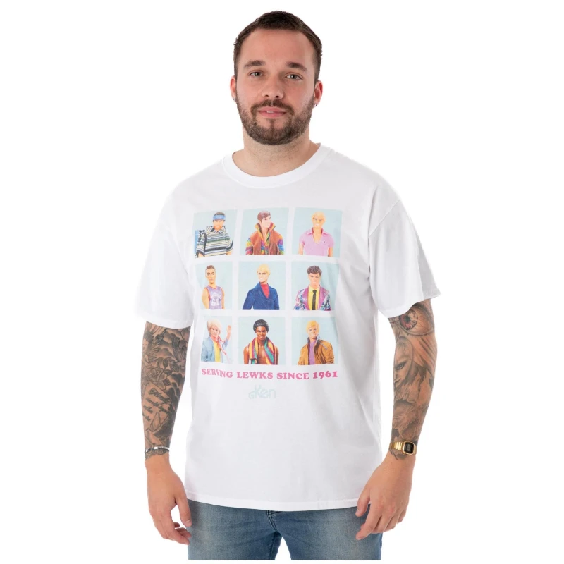 Image of Barbie Men Short Sleeved T-Shirt in White Size: Small White S Male 5063203015726
