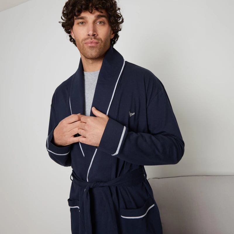 Image of Threadbare 'Virgo' Dressing Gown Navy