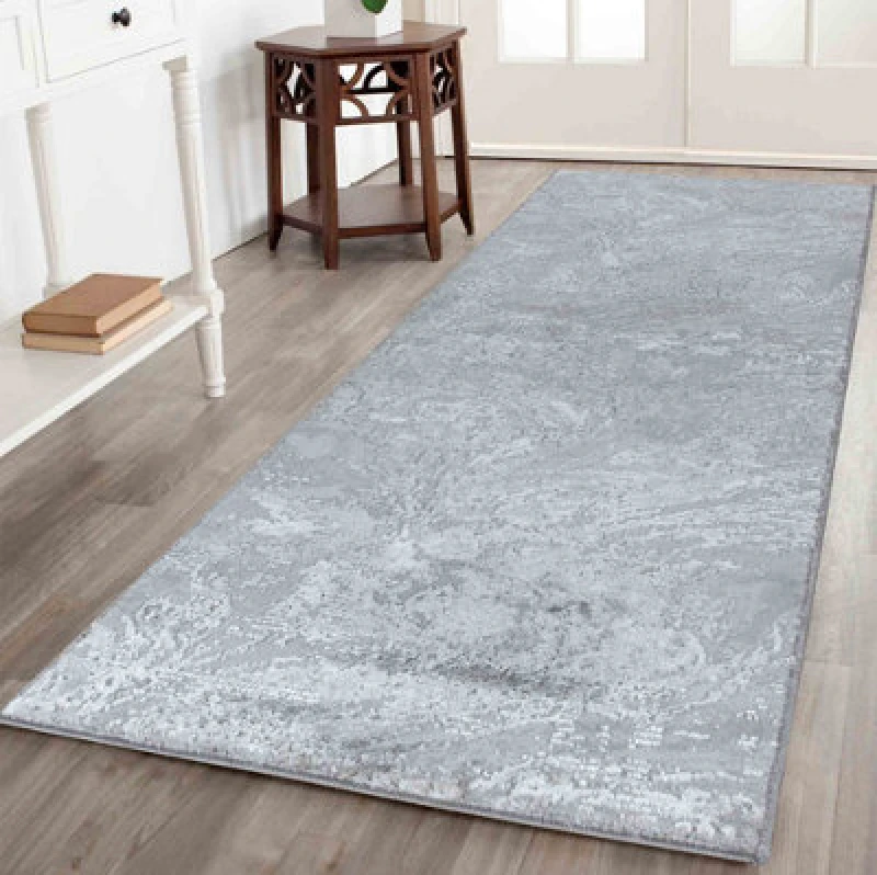Image of Modern Abstract Water Flow Grunge Texture Area Rugs Grey 60X220 Cm