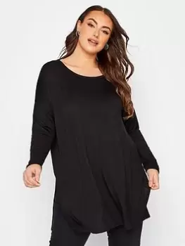 Image of Yours Long Sleeve Oversized Tee Black, Size 16, Women