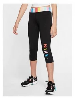 image of Nike Girls One Leggings - Black/White