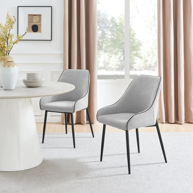 Image of FurnitureboxUK FurnitureboxUK Beaumont 2x Fabric Black Leg Dining Chair in Grey Grey One Size Unisex 5056657188528