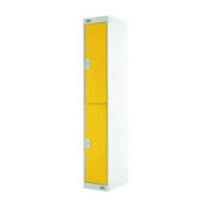 image of Two Compartment Locker D300mm Yellow Door (Dimensions: H1800 x D300 x W300mm) MC00012