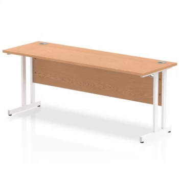 Image of Trexus Rectangular Slim Desk White Cantilever Leg 1800x600mm Oak Ref