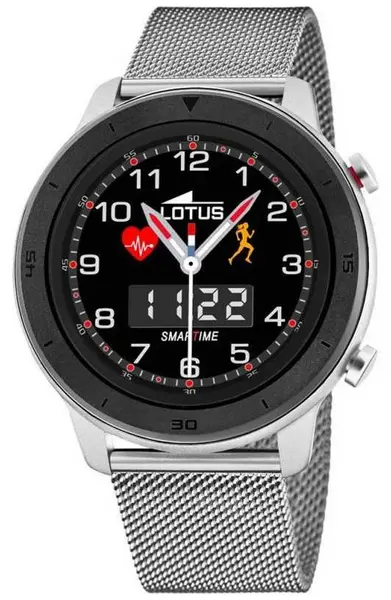 Image of Lotus L50021/1 SmarTime Black Bezel Steel Mesh Bracelet Watch
