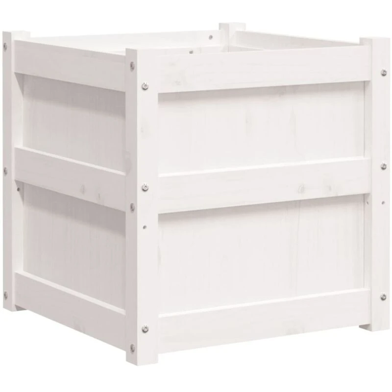 Image of vidaXL Garden Planter White 50x50x50cm Solid Wood Pine, White 837416