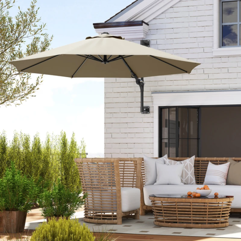 Image of Outsunny Sun Parasol with Vent, Wall Umbrella for Patio, Garden, Pool, Grey 84D-311V00LG