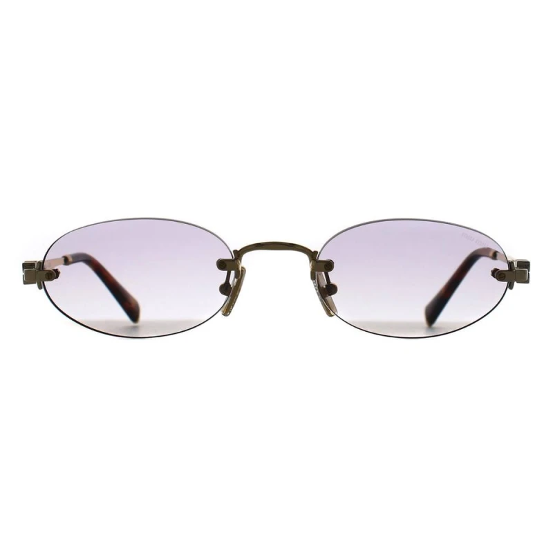 Image of Miu Miu Womens Oval Gold Clear Gradient Dark Grey MUA54S Gold Female One Size