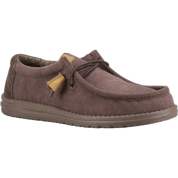 Image of Hey Dude Mens Wally Corduroy Slip On Trainers Shoes - UK 8 Brown male GDE2664CHO8