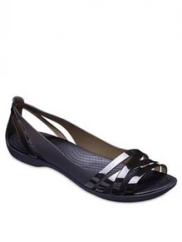 Image of Crocs Isabella Huarache Flat Shoes Black Size 7 Women