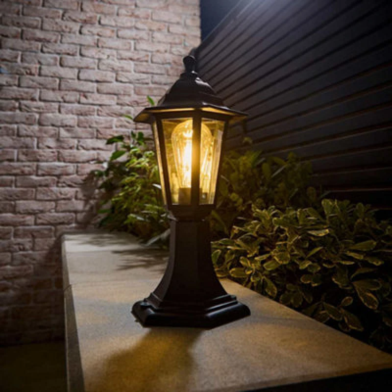 Image of Valuelights Traditional Black Ip44 Outdoor Garden Lamp Post Lantern Light - Includes 6W LED Gls Bulb 3000K Warm White