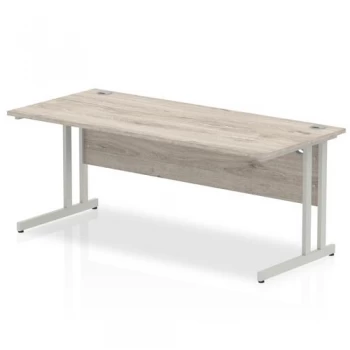 Image of Trexus Rectangular Desk Silver Cantilever Leg 1800x800mm Grey Oak Ref