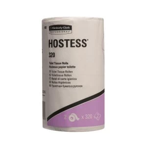 Image of Hostess 320 Toilet Tissue Twin Packs 2 Ply 115x94mm 320 Sheets White Pack of 18