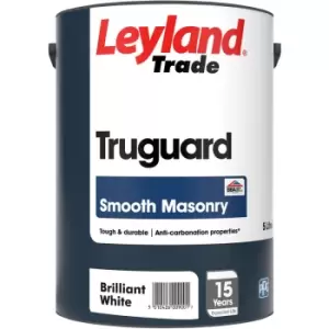 Image of Leyland Trade Truguard Smooth Masonry Paint 5L Brilliant in White Steel