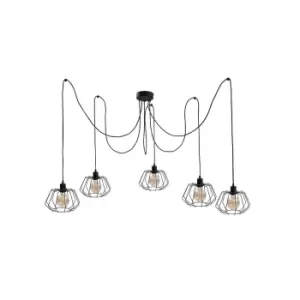 image of Luna Cluster Pendant Ceiling Light Black, 5x E27