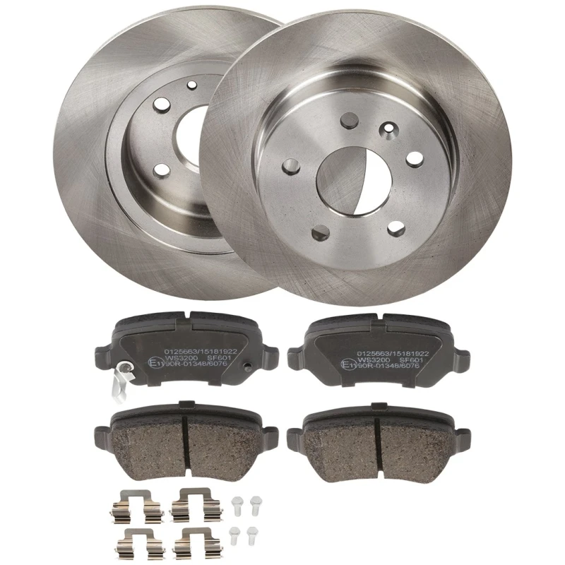 Image of RIDEX 3405B2205 Brake disc and pads set Rear Axle, Brake Disc Type: Solid, with acoustic wear warning Brake Set,disc brakes (3405)