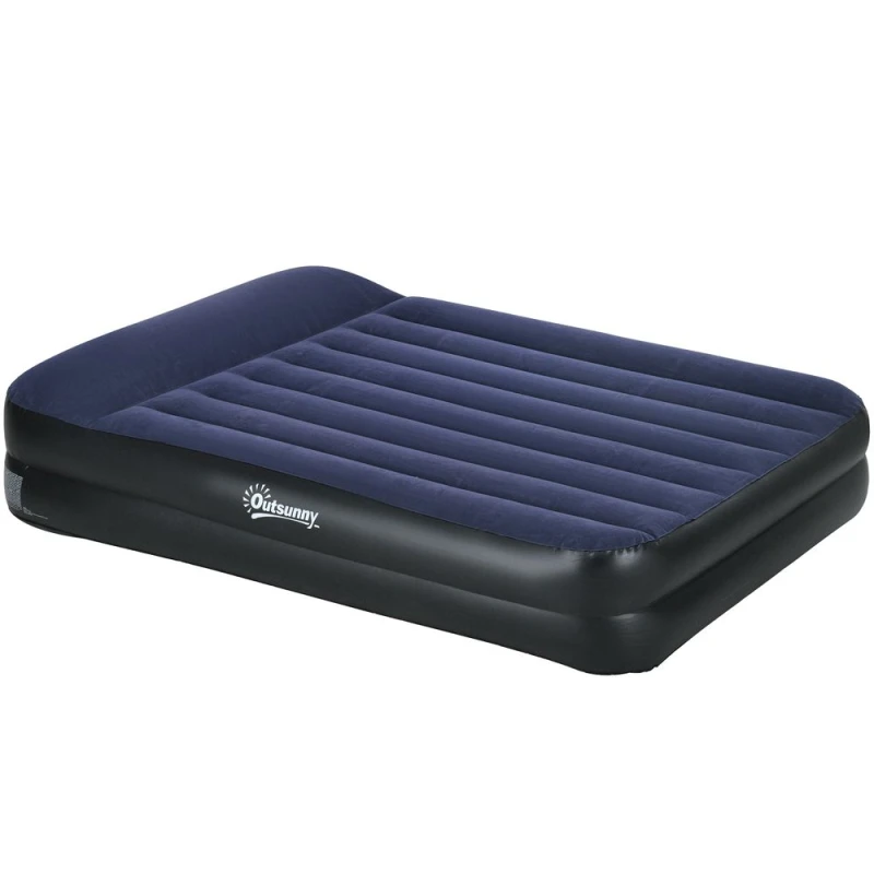 Image of Outsunny Premium Queen Inflatable Mattress Electric Pump & Integrated Pillow High-Quality Materials