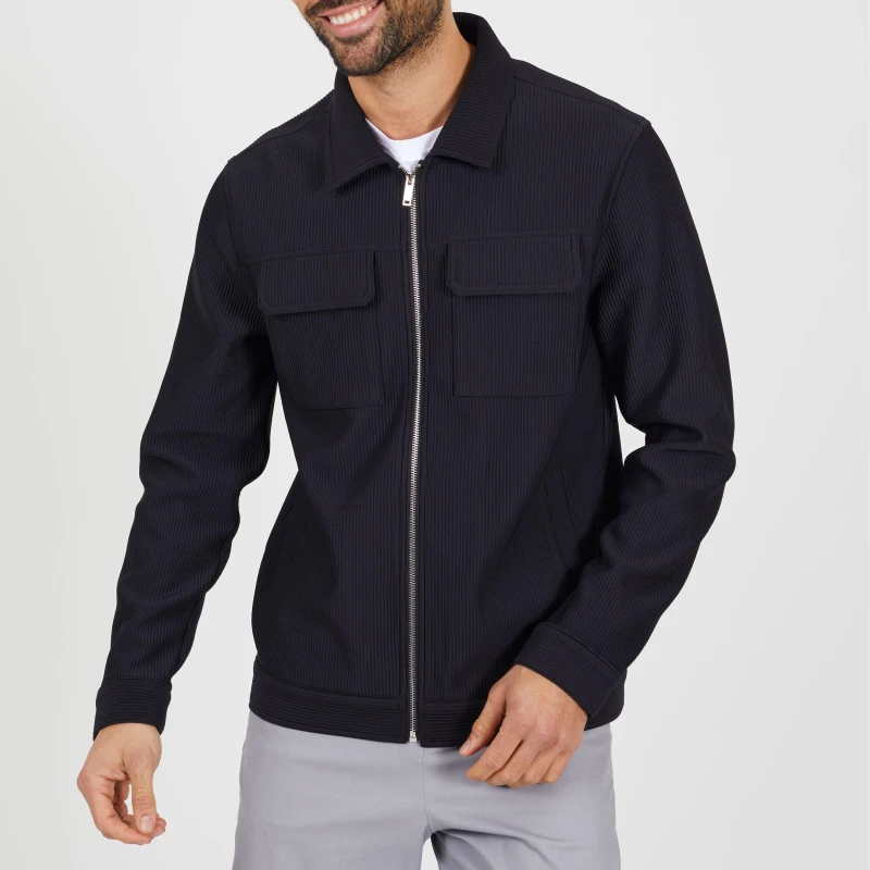 Image of Brave Soul Brave Soul Men Patch Pocket Shacket in Black Size: Small Black S Male 5063487222582