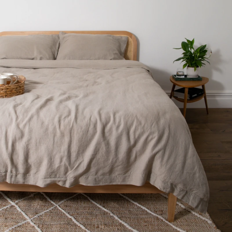 Image of Native Natural Natural Single 100% Linen Duvet Cover (135x200cm) Natural Unisex Single