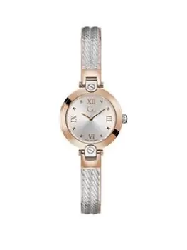 Image of Gc Swiss Movement - Polished Silver & Rose Gold PVD case & bracelet - Silver dial - Ø 28mm - Sapphire coated mineral glass, Multi, Women