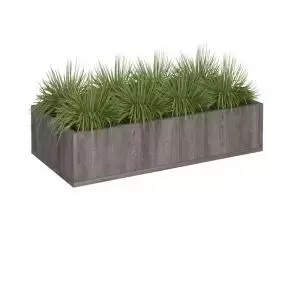 image of Flux modular storage double wooden planter box with plants - grey oak