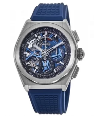 image of Zenith Defy El Primero 21 Blue Skeleton Dial Rubber Strap Mens Watch 95.9002.9004/78.R590 95.9002.9004/78.R590