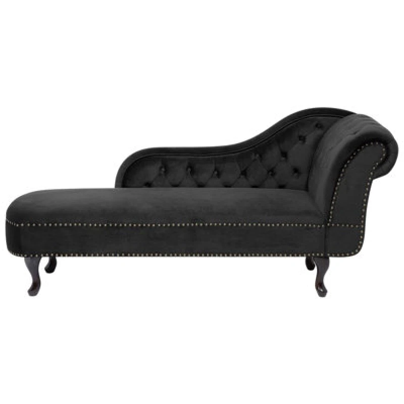 Image of Beliani Right-Hand Chaise Lounge Nimes Velvet Black