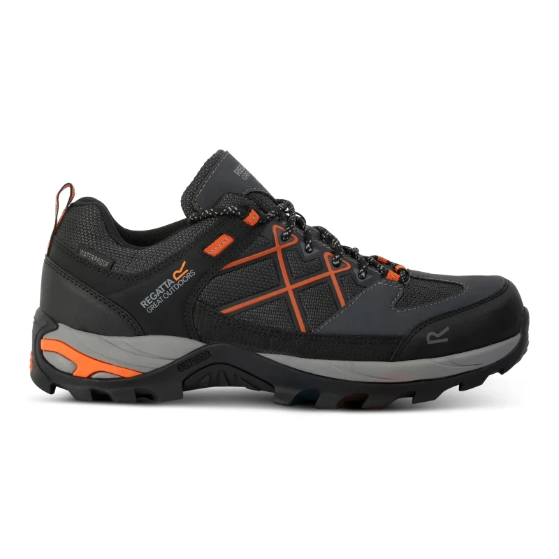 Image of Regatta Mens Samaris III Low Walking Shoes UK Size 10 (EU 44) Granite/Blaze Orange RMF835-DLW-10