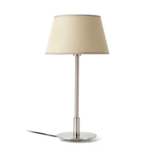 image of Mitic 1 Light Table Lamp Nickel with Beige Shade, E14