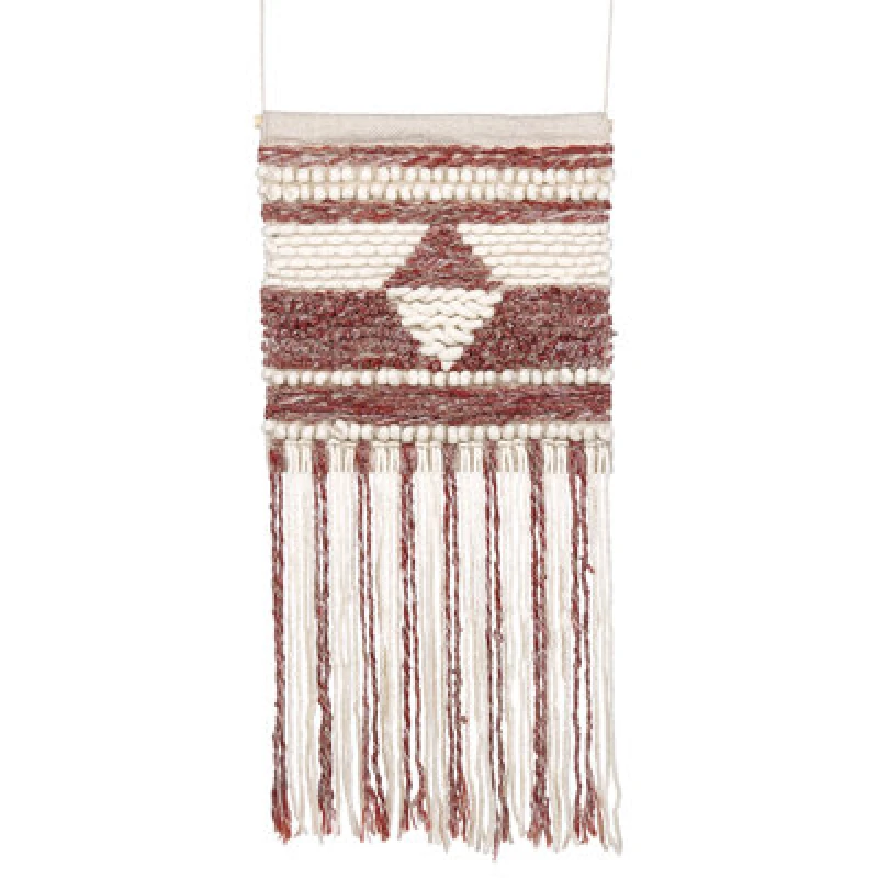 Image of Beliani Fabric Wall Hanging Saif Wool 90 Cm Red