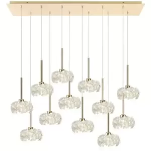 image of Luminosa Beluga 12 Light G9 2m Linear Ceiling Pendant With French Gold And Crystal Shade