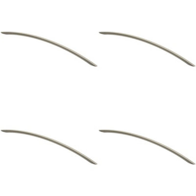 Image of Loops 4x Curved Bow Cabinet Pull Handle 372 x 10mm 320mm Fixing Centres Satin Nickel Metallics unisex