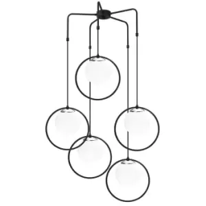 Image of Model 10 Deco 5-Light Globe Cluster Pendant Lamp Black