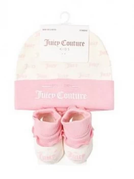 image of Juicy Couture Baby Girls Hat And Socks Gift Set - Pink