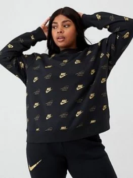 Image of Nike NSW Shine Sweat Top (Curve) - Black, Size 22-24=2X, Women