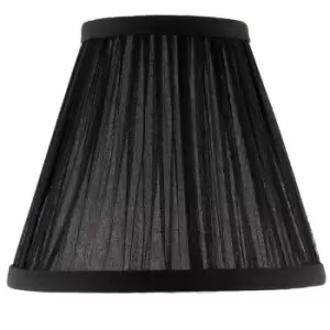 image of 6" Luxury Round Tapered Lamp Shade Black Pleated Organza Modern Elegant Drum