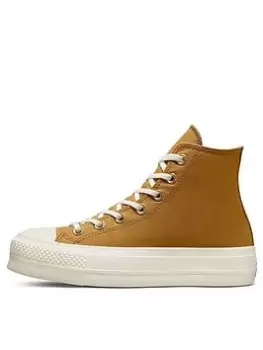 Image of Converse Chuck Taylor All Star Lift Hi-Tops - Gold, Size 3, Women