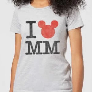 Disney Mickey Mouse I Heart MM Womens T-Shirt - Grey - 3XL