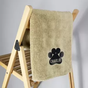 image of Personalised Paw Print Microfibre Pet Towel Cream