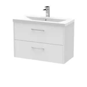 image of Hudson Reed Juno 800mm Wall Hung 2 Drawer Vanity & Mid-Edge Basin - White Ash