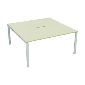 image of Jemini 2 Person Extension Bench Desk 1400x1600x730mm MapleWhite